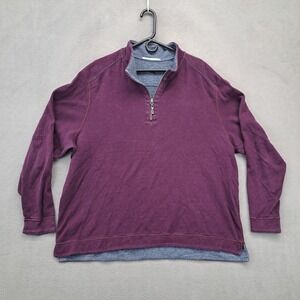 Tommy Bahama Mens XL 1/4 Zip Pullover Sweater Burgundy Heathered Island Style
